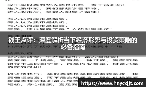 钱王点评：深度解析当下经济形势与投资策略的必备指南